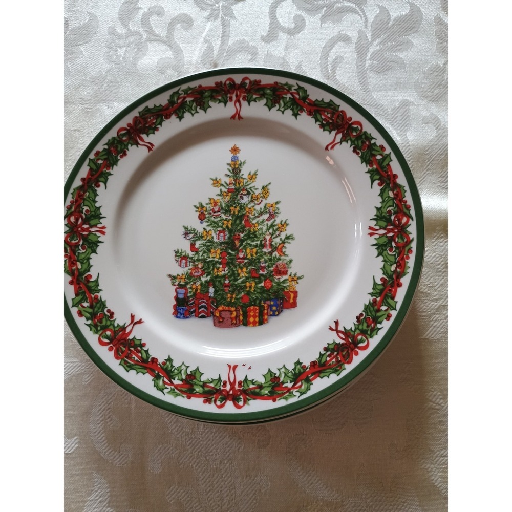 Christopher Radko Traditions Holiday Celebrations Set of 4 Salad Plates